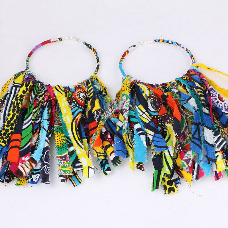 African Tassel Earrings African ethnic print Ankara Earrings
