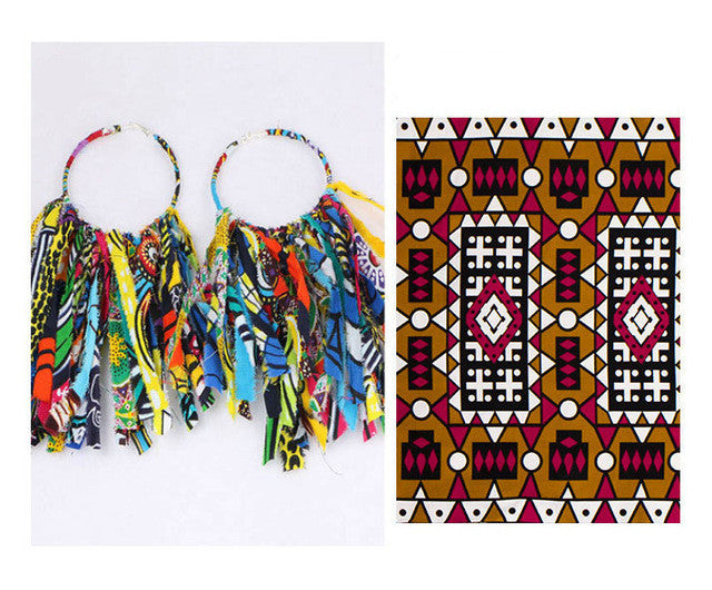 African Tassel Earrings African ethnic print Ankara Earrings