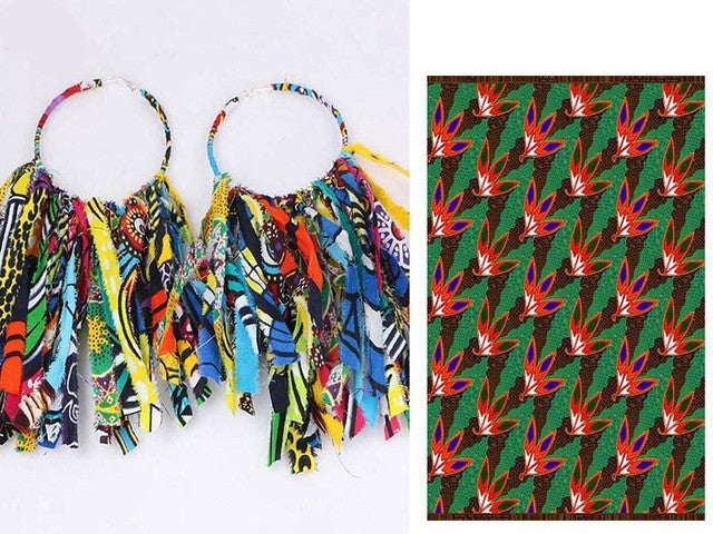 African Tassel Earrings African ethnic print Ankara Earrings