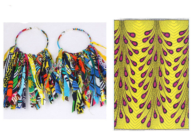 African Tassel Earrings African ethnic print Ankara Earrings