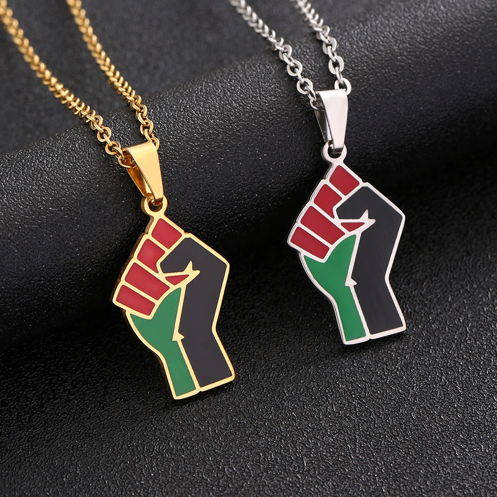 African Fist Symbol Titanium Steel Pendant Necklace