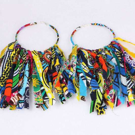 African Tassel Earrings African ethnic print Ankara Earrings